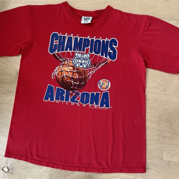 Vintage Arizona Wildcats National Champions Shirt XL Red 90s - Picture 8 of 8